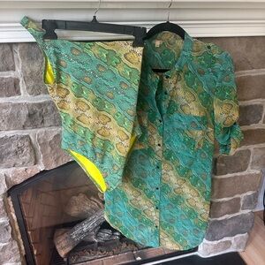 Matching snakeskin pattern swimsuit and pool cover/ long blouse tunic set